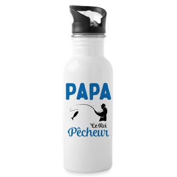 Cadeau Papa Pêcheur Roi de Pêche - Gourde avec paille intégrée - blanc - Droite