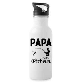 Cadeau Papa Pêcheur Roi de Pêche - Gourde avec paille intégrée - blanc - Droite