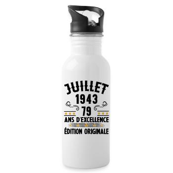 79 Ans Anniversaire Vintage Né(e) en Juillet 1943 - Gourde avec paille intégrée - blanc - Droite