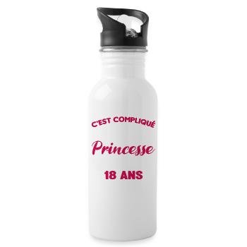 Princesse 18 Ans Anniversaire Idée Cadeau 18 Fête - Gourde avec paille intégrée - blanc - Droite