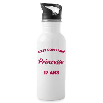 Princesse 17 Ans Anniversaire Idée Cadeau Année - Gourde avec paille intégrée - blanc - Droite