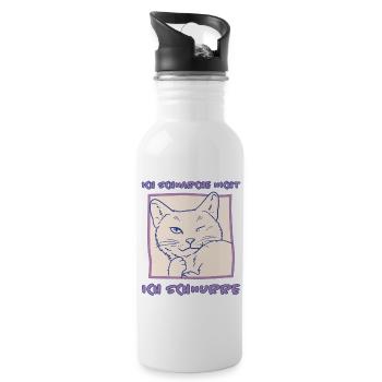 Schnurren Schnarchen Schlaf Spruch Katzen Geschenk - Trinkflasche mit integriertem Trinkhalm - Weiß - Rechts