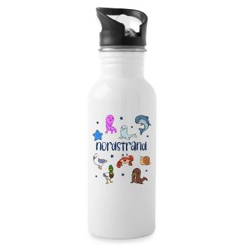 Süße Tiere in Nordstrand - Trinkflasche mit integriertem Trinkhalm - Weiß - Rechts
