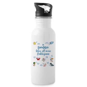 Meine Lieblingstiere in Emden - Trinkflasche mit integriertem Trinkhalm - Weiß - Rechts