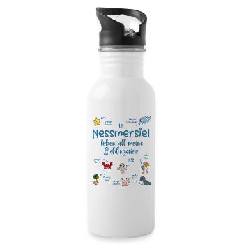 Meine Lieblingstiere in Nessmersiel - Trinkflasche mit integriertem Trinkhalm - Weiß - Rechts