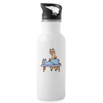 Llama massaged - Physiotherapy - Water bottle with straw - white - Right