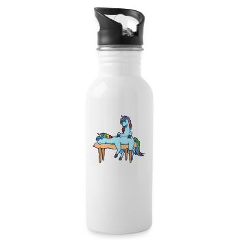 Licorne massée - Physiothérapie - Gourde avec paille intégrée - blanc - Droite