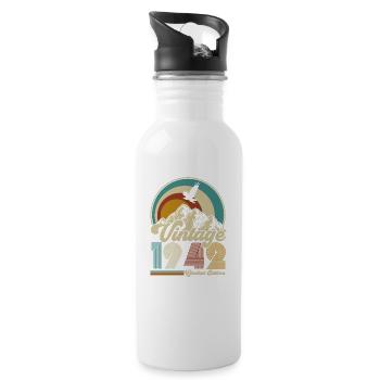 1942 Vintage Vintage Anniversaire Rétro Cadeau - Gourde avec paille intégrée - blanc - Droite