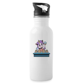 Comic Unicorn joue aux cloches de vache - Gourde avec paille intégrée - blanc - Droite
