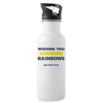 Wishing You Sunshine Rainbows and Happy Days - Water bottle with straw - white - Right