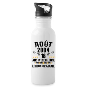 18 Ans Anniversaire Vintage Né(e) en Août 2004 - Gourde avec paille intégrée - blanc - Droite