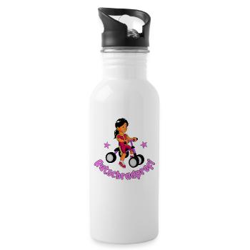 Mädchen auf dem Laufrad - Rutschradprofi - Trinkflasche mit integriertem Trinkhalm - Weiß - Rechts