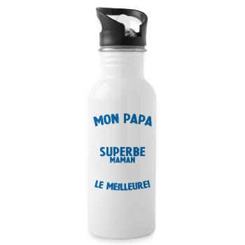 Annonce grossesse Cadeau Futur Papa Future Maman - Gourde avec paille intégrée - blanc - Droite