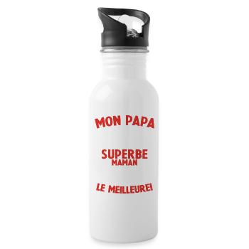 Annonce grossesse Cadeau Futur Papa Future Maman - Gourde avec paille intégrée - blanc - Droite