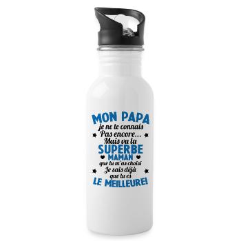 Annonce grossesse Cadeau Futur Papa Future Maman - Gourde avec paille intégrée - blanc - Droite