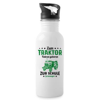 Né pour conduire un tracteur humour cadeau - Gourde avec paille intégrée - blanc - Droite
