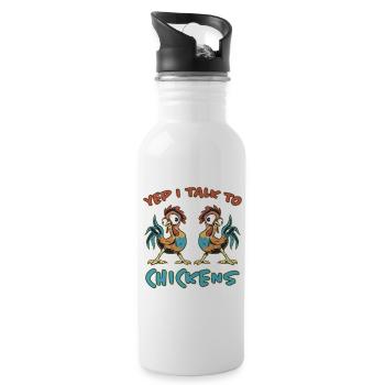 Chicken Funny Saying Chicken Rooster Farmer Gift - Water bottle with straw - white - Right