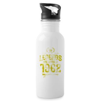 1962 legends born in - Trinkflasche mit integriertem Trinkhalm - Weiß - Rechts