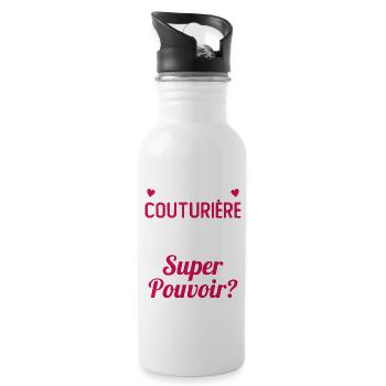 Je suis une Couturière c'est mon super pouvoir - Gourde avec paille intégrée - blanc - Droite