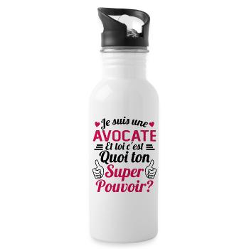 Je suis une Avocate c'est mon super pouvoir - Gourde avec paille intégrée - blanc - Droite