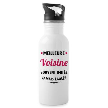 Meilleure voisine souvent imitée jamais égalée - Gourde avec paille intégrée - blanc - Droite