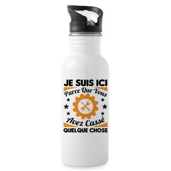 Humour Mécanicien Mécano Mécanique Auto Garagiste - Gourde avec paille intégrée - blanc - Droite