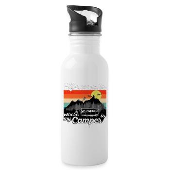 Home is where my camper is - Vintage Sunset - Water bottle with straw - white - Right