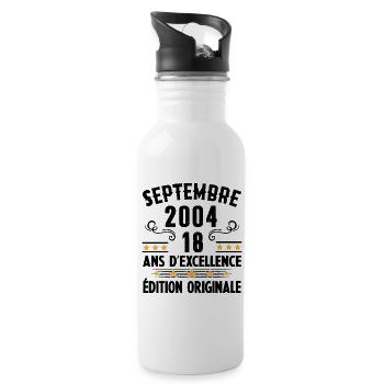 18 Ans Anniversaire Vintage Né(e) Septembre 2004 - Gourde avec paille intégrée - blanc - Droite
