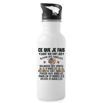 Ce Que Je Fais Pendant Mon Temps Libre abeilles - Gourde avec paille intégrée - blanc - Droite