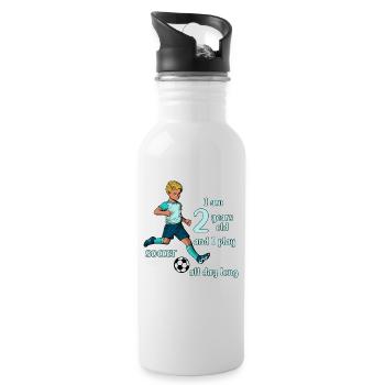 Un garçon tire sur le football - J’ai 2 ans - Gourde avec paille intégrée - blanc - Droite