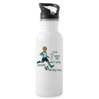 Boy shoots football - I' years old - Water bottle with straw - white - Right