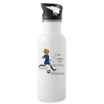 Une fille tire au football - J’ai 3 ans - Gourde avec paille intégrée - blanc - Droite