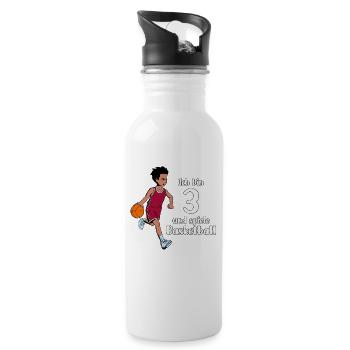 Junge spielt Basketball - Ich bin 3 Jahre - Trinkflasche mit integriertem Trinkhalm - Weiß - Rechts