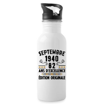 82 Ans Anniversaire Vintage Né(e) Septembre 1940 - Gourde avec paille intégrée - blanc - Droite