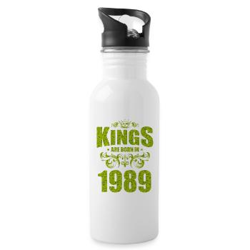 kings are born 1989 - Water bottle with straw - white - Right