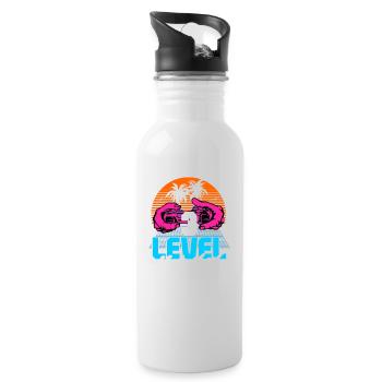 Level 3 Unlocked 3rd Birthday Gamer 80s retro - Water bottle with straw - white - Right