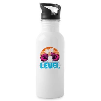 Level 9 Unlocked 9th Birthday Gamer 80s retro - Water bottle with straw - white - Right