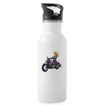 Fille à moto - Gourde avec paille intégrée - blanc - Droite