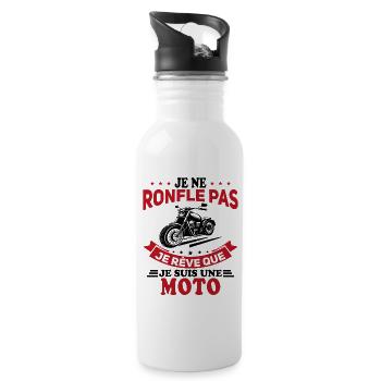 Je Ne Ronfle Pas Je Rêve Que Je Suis Une Moto - Gourde avec paille intégrée - blanc - Droite
