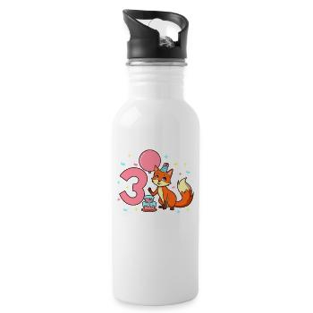Mit Fuchs - Mädchen Geburtstag 3 Jahre - Trinkflasche mit integriertem Trinkhalm - Weiß - Rechts