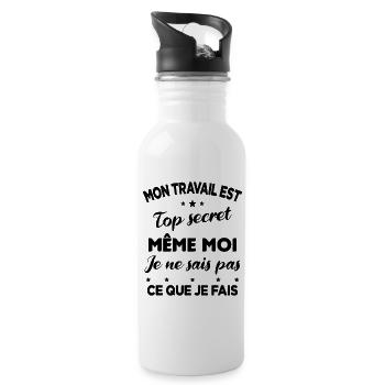 Collègue de bureaux Mon travail est top secret - Gourde avec paille intégrée - blanc - Droite