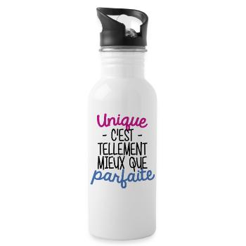 Unique c'est tellement mieux que parfaite - Gourde avec paille intégrée - blanc - Droite