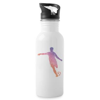 Football Silhouette - Gourde avec paille intégrée - blanc - Droite