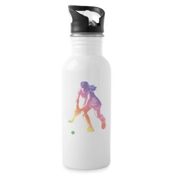 Silhouette de sport de hockey sur gazon - Gourde avec paille intégrée - blanc - Droite