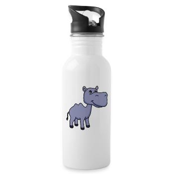 Kamel Comic - Trinkflasche mit integriertem Trinkhalm - Weiß - Rechts