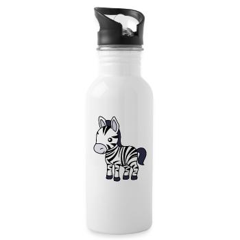Zebra Comic Tier - Trinkflasche mit integriertem Trinkhalm - Weiß - Rechts