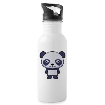 Panda Comic Animal - Water bottle with straw - white - Right