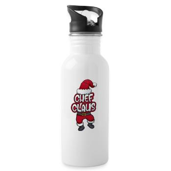 Chef Claus Weihnachtsmann Kostüm Familien Outfit - Trinkflasche mit integriertem Trinkhalm - Weiß - Rechts