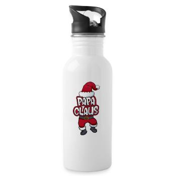 Papa Claus Weihnachtsmann Kostüm Familien Outfit - Trinkflasche mit integriertem Trinkhalm - Weiß - Rechts