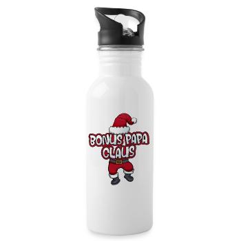 Bonus Papa Claus Weihnachtsmann Kostüm Familien - Trinkflasche mit integriertem Trinkhalm - Weiß - Rechts